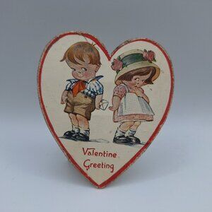 Vintage Valentine Card Stand Up Cute Kids Retro Art Collectible Paper Ephemera
